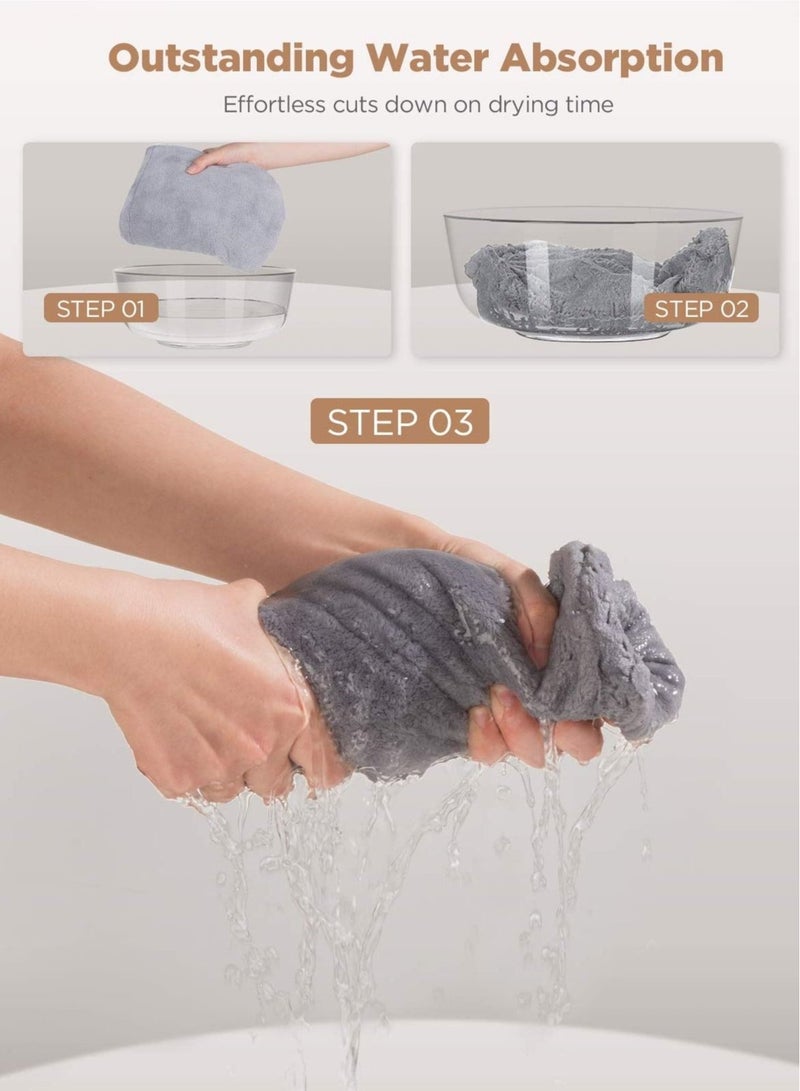 3-Pack Microfiber Hair Towels for Wet Hair – Super Absorbent, Quick-Dry, Lightweight Turban Wrap (Purple, Blue, Grey) - Image 4