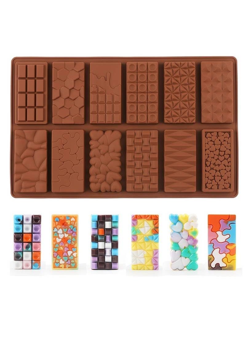 Karp KARP Mini Waffle Chocolate Molds, 12-Cavity Break-Apart Thin Mini Chocolate Molds Silicone Non-Stick Reusable DIY Baking Molds Candy Protein and Engery Bar Silicone Mold (1 Pcs, Multi-Color)  - Image 1