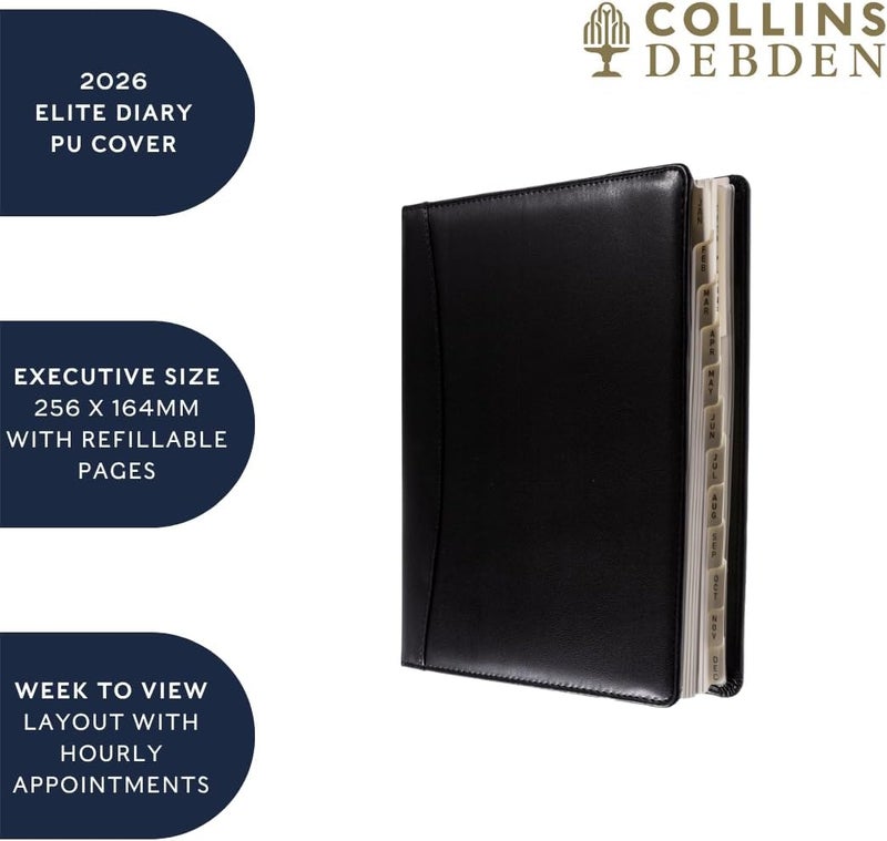 Collins - Elite - Executive 2026 12 Month Calendar Year Planner, Week-To-View with Appointments Diary - Black (1130V.99-26) - Image 5