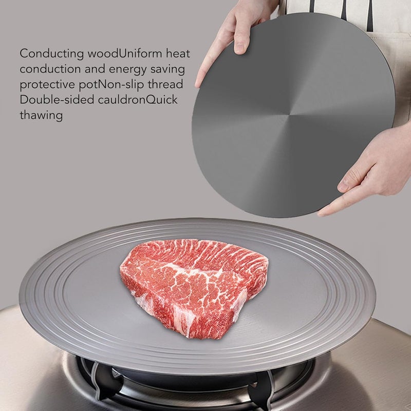 Non Slip Gas Stove Diffuser, Round Thickened Heat Diffuser Defrosting Tray Multifunctional Thawing Plate for Cooking (28cm) - Image 3