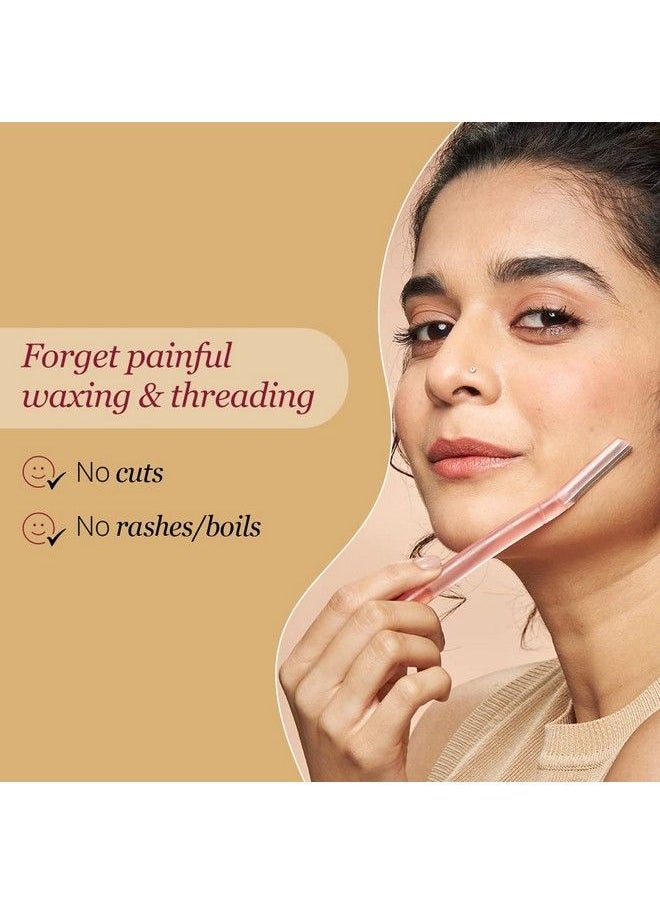 CARMESI Reusable Face Razor For Women Facial Hair 3 Razors ; Instant & Painless Hair Removal ; For Eyebrows Upper Lip Forehead Peach Fuzz Chin And Sideburns ; Dermaplaning Tool  - Image 3