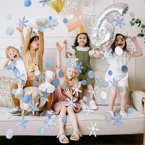 BharatBazaar 1400 PCS Confetti, Christmas Decorations, Snowflake Sequins for Party Decorations, Snowflakes Confetti Christmas and Birthday Celebration Supplies, Random Color PVC Glitter for Craft and Home Decor - Image 5