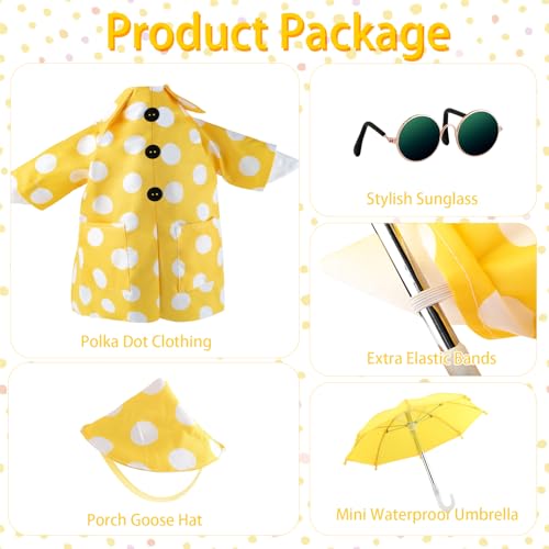 TAZKZZY Porch Goose Outfits Summer with Sunglasses & Umbrella, Polka Dots Goose Outfits for 23" Cement Plastic Goose Statue Clothes, Garden Lawn Goose Decor and Duck Costume for Yard Statues - Image 4