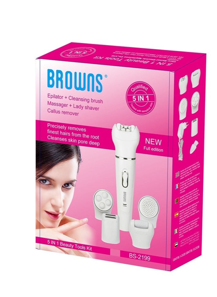 M MIAOYAN Epilator 5 in 1 Face Brush, Shaver, Massager Beauty Tool, Shaver, Epilator, Face Washer, Foot Grinding Tool Set  - Image 3