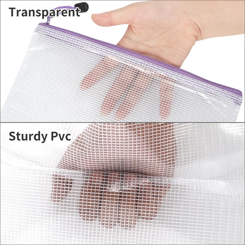 EOOUT 30pcs Mesh Zipper Pouch Bags, 8 Sizes Plastic Bags, 8 Colors Waterproof Pouches with slide fastener for Organization, Multipurpose for Travel, School Supplies, Office and Home Organization - Image 3