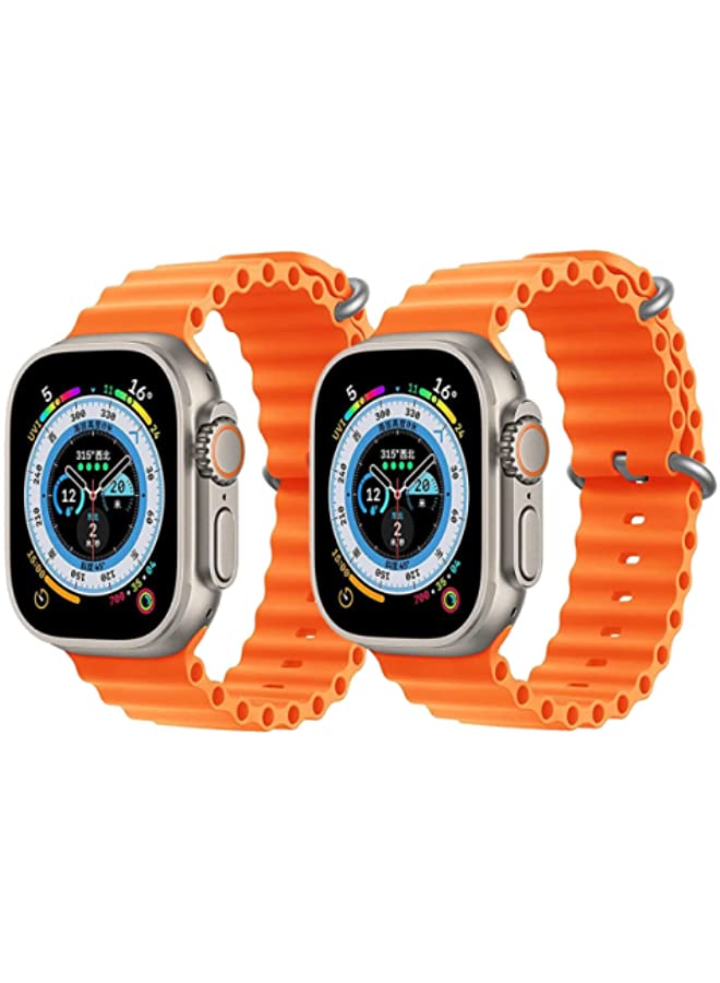 IAF Silicone Ocean Band Strap Orange Silicone Ocean Band Strap Orange Set of 2 for Apple Watch Ultra 8 49mm