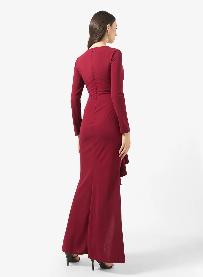 Ginger Boutique Bodycon Waterfall Ruffle Detail Maxi Gown