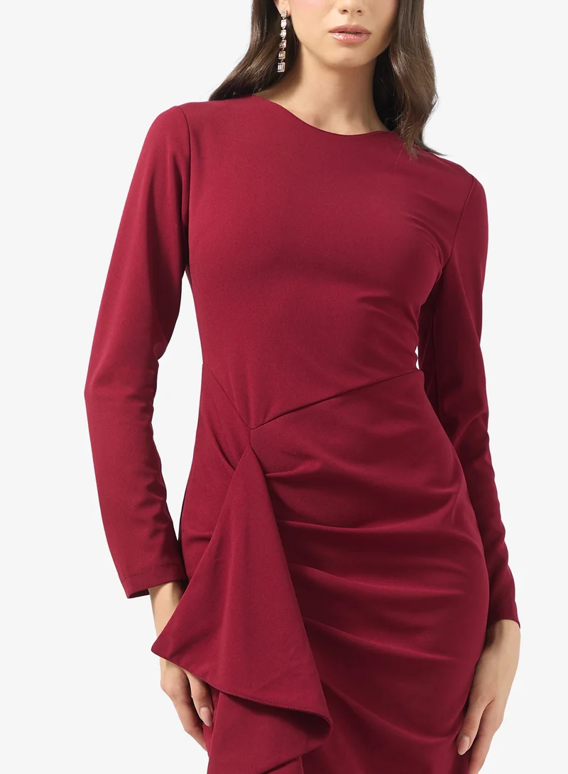 Ginger Boutique Bodycon Waterfall Ruffle Detail Maxi Gown