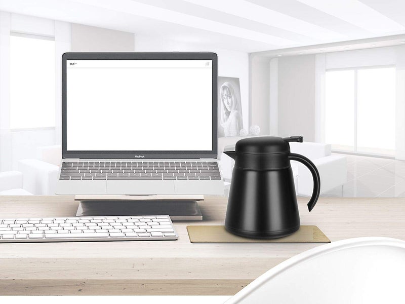 Luvan Luvan 27oz 800ml Coffee Pot, Coffee Thermos For Hot Drinks, Small Thermal Coffee Carafe With Press Button Top, 304 18/10 Stainless Steel Coffee Carafe, Double Walled Insulated Vacuum Flask(Black)  - Image 2