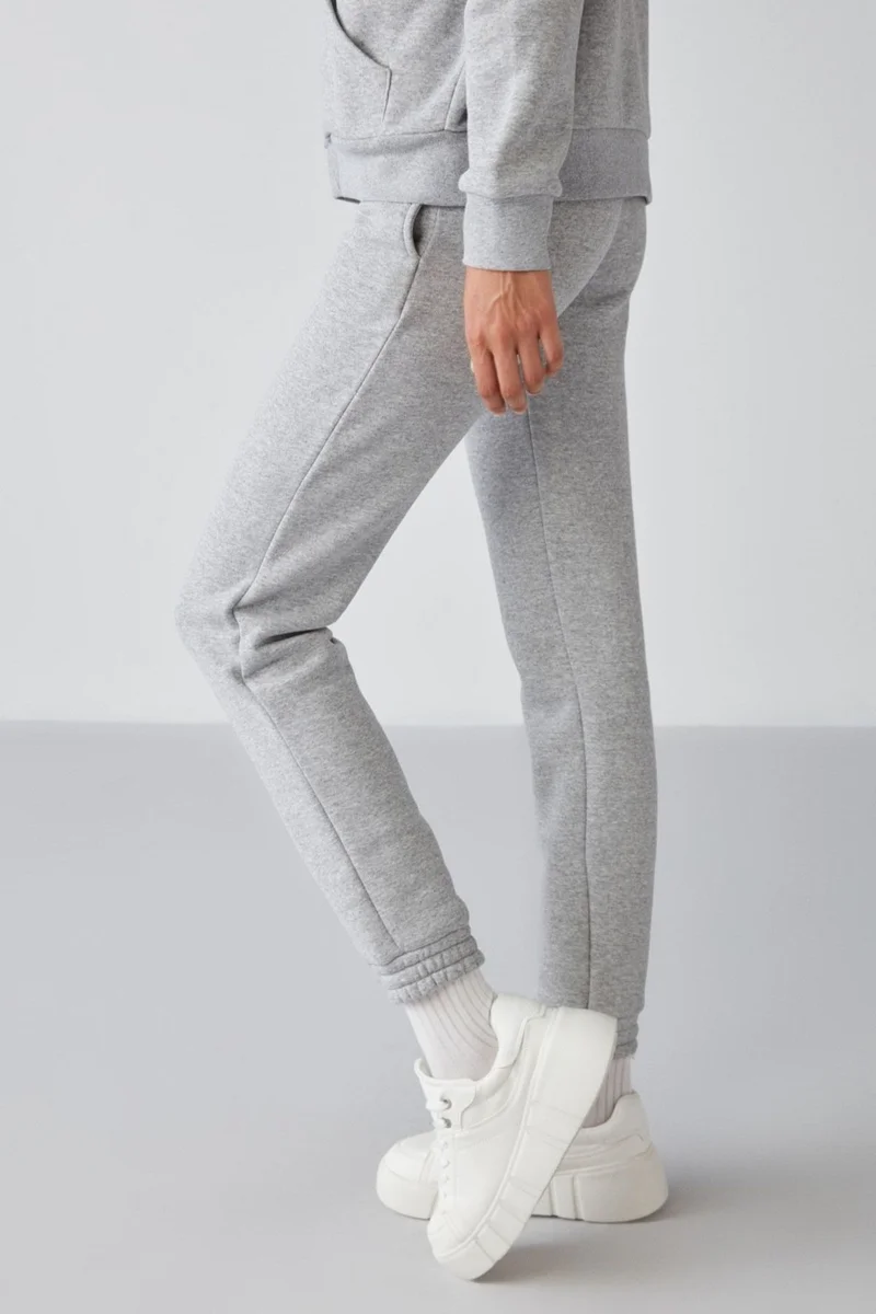 جريميلانج Marıtza Women's Regular Fit Elastic Waist and Legs Polar Fleece Inside Grey Melanj Sweatpants