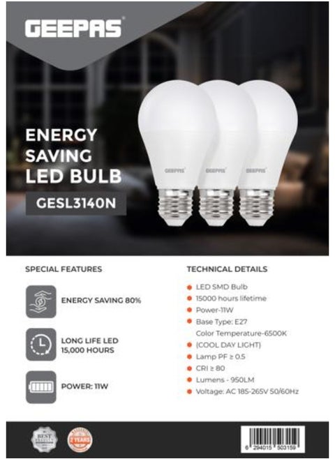 Advanced 3-Pack E27 LED Bulbs (11W), Energy-Saving, Long-Lifespan & High-Efficiency Illumination