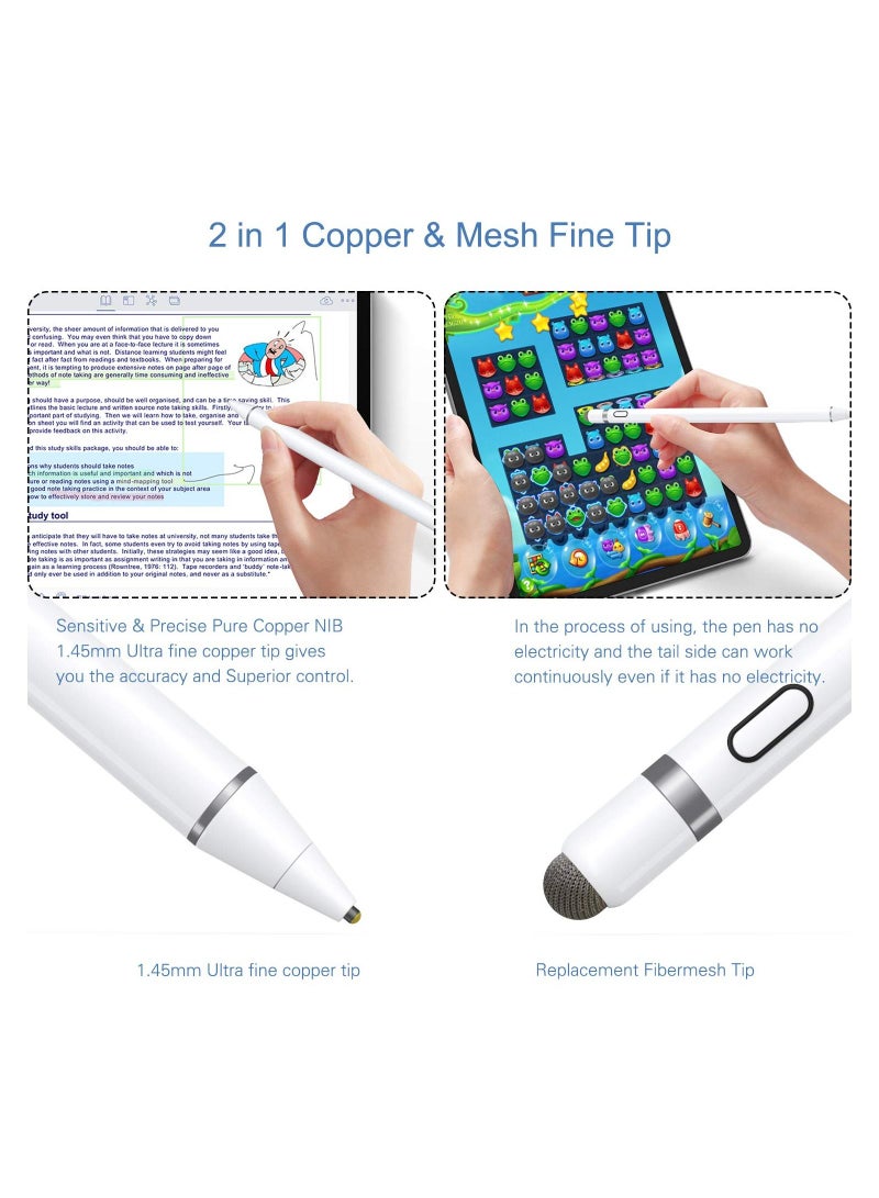 ELTRAZONE Active Stylus Pen with Palm Rejection for Precise Writing/Drawing Compatible with Apple iPad White - Image 3