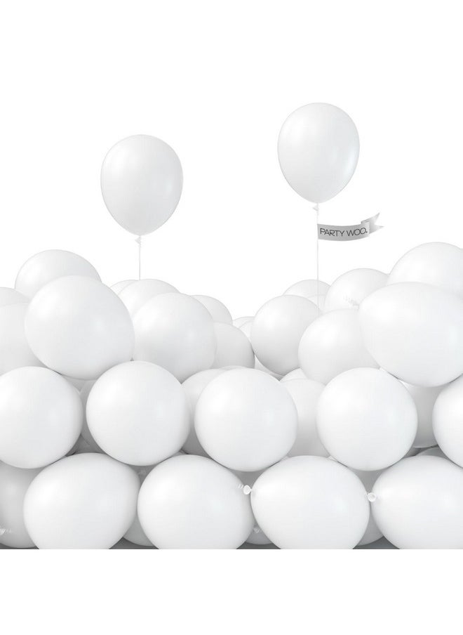 PartyWoo , 120 Pcs 5 Inch White Matte Balloons, 100% Latex, Unisex Decorations For Wedding, Baby Shower, Birthday, Neutral Themed Events  - Image 1