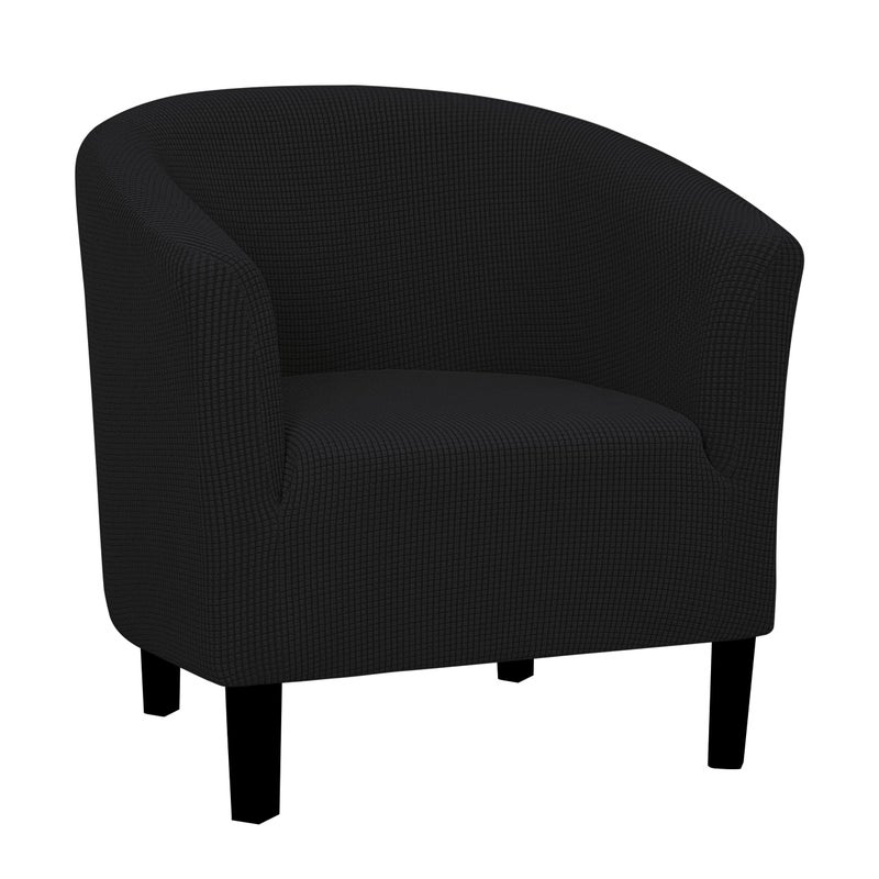 EasyGoing Stretch Club Armchair Slipcover 1 Piece Barrel Tub Sofa Cover Furniture Protector Jacquard Couch Cover Black
