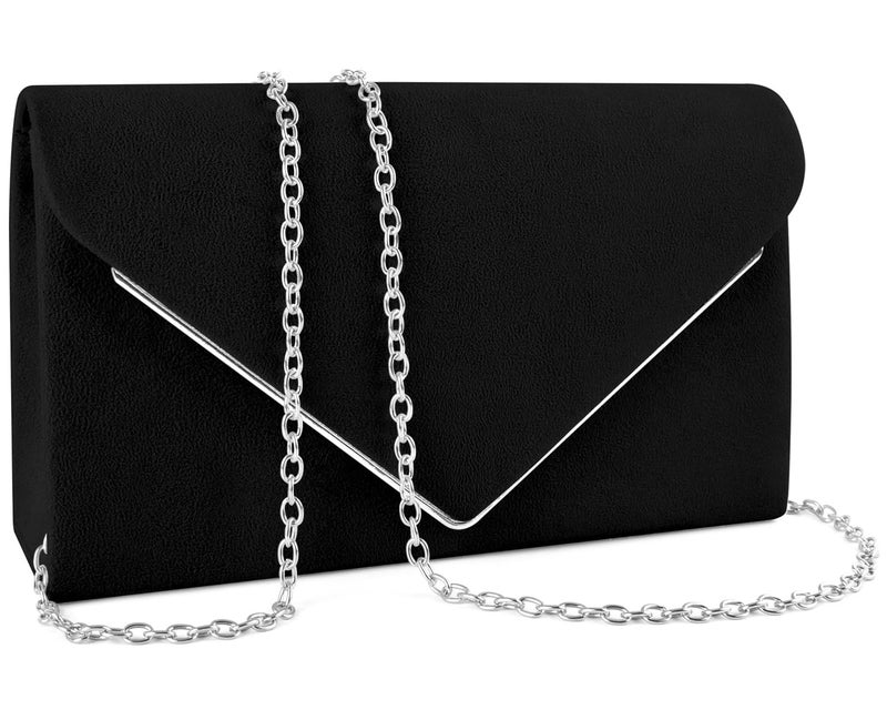 TINDTOP Evening Clutch Purses for Women Handbags for Formal Wedding Party Cocktail Prom Crossbody Shoulder Envelope Bag (Black) - Image 1