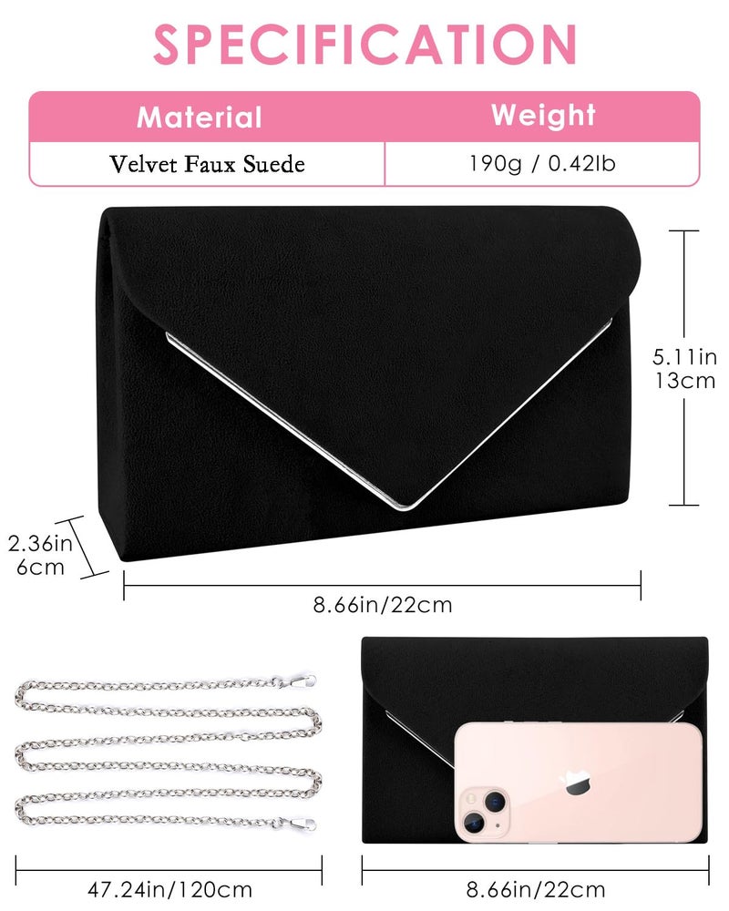 TINDTOP Evening Clutch Purses for Women Handbags for Formal Wedding Party Cocktail Prom Crossbody Shoulder Envelope Bag (Black) - Image 4