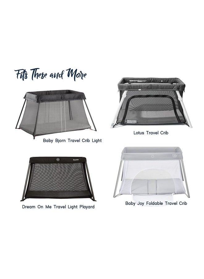 Cambria Baby 100% Organic Cotton Fitted Travel Crib/Playard Sheets For Guava Lotus, Babybjorn, Dream On Me, Baby Joy And All Other 24" X 42" Pads/Mattresses. Safety Strap Holes In Each Corner. 2 Pk  - Image 2