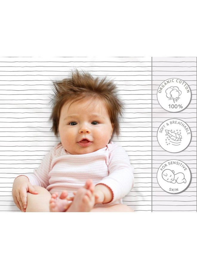 Cambria Baby 100% Organic Cotton Fitted Travel Crib/Playard Sheets For Guava Lotus, Babybjorn, Dream On Me, Baby Joy And All Other 24" X 42" Pads/Mattresses. Safety Strap Holes In Each Corner. 2 Pk  - Image 5