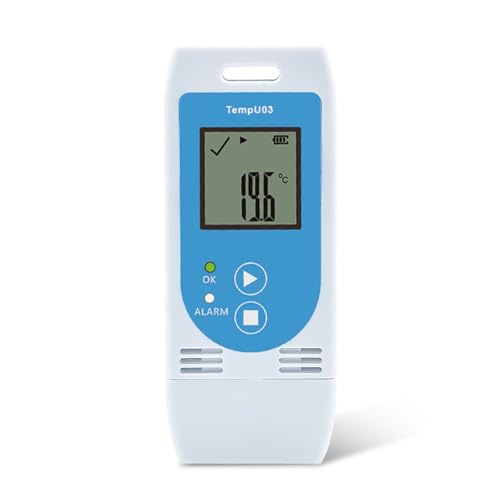Tzone Reusable Temperature and Humidity Data Logger USB,Temp Recorder Humidity Logger with PDF&CSV Report,Digital Refrigerator Thermometer Hygrometer 32000 Recording for Lab Food Storage,LED Alarm - Image 1