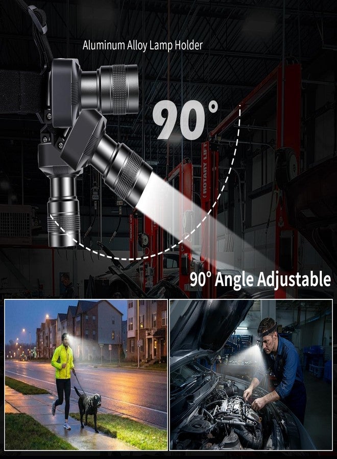 KunHe 2 Pack 333LM Aluminum Alloy Headlamp 1800mAh Rechargeable Headlamp with Zoomable 150M Long Beam IP65 Waterproof 3 Modes High Low Strobe for Outdoor Camping Construction Work Emergency - Image 3