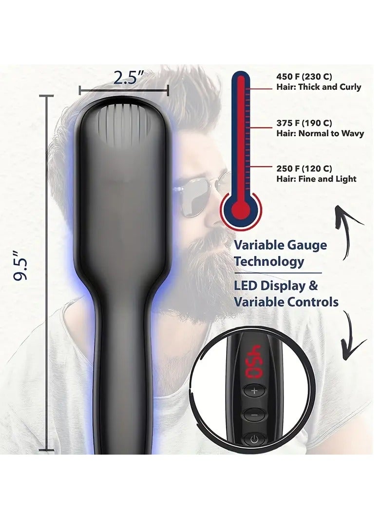 ORiTi Ceramic Hair Straightener Brush Ionic Straightening Brush Anti-Scald Hot Brush Comb Smoothing Iron Hair Brush Beard Straightener - Image 5