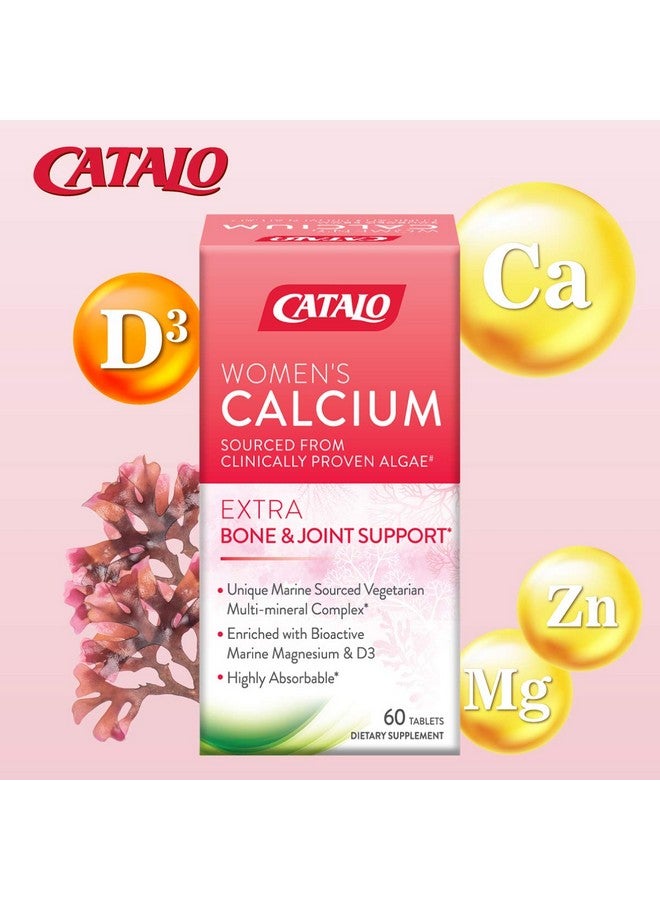 CATALO Women's Calcium with Aquamin™ Red Algae - Plant-Based Marine Calcium Supplement with Vitamin D3, Magnesium & Zinc - High Absorption Formula - 60 Tablets - Image 2