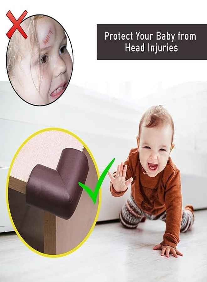 SPOLIK Pack of-4 Edge Protector for Furniture Table for Baby Kids Edge and Babies, Toddles, Kids Foam Corner Covers for Furniture, Table, Desk Extra Soft and Cushioned (Brown, Pack of-4) - Image 3