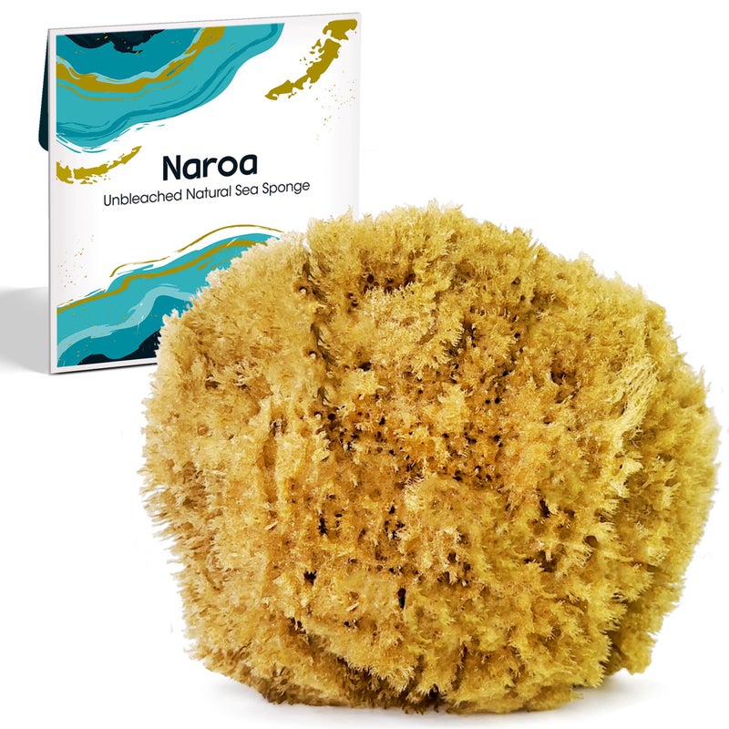 Naroa Exfoliating Natural Sponge for Shower Large  Bath Sea Loofah for Healthy Skin  Unbleached Bathing Body Scrubber Puff  Eco Friendly Plastic Free L