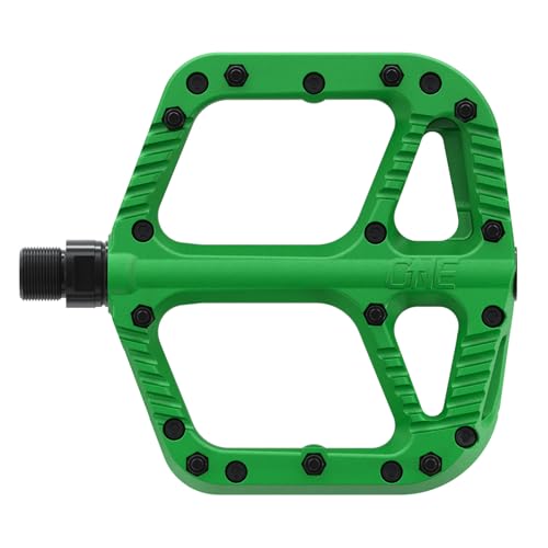 OneUp Components Composite Pedals, Green – Lightweight, Durable Flat Bike Pedals for Mountain Bikes (MTB) - Image 1