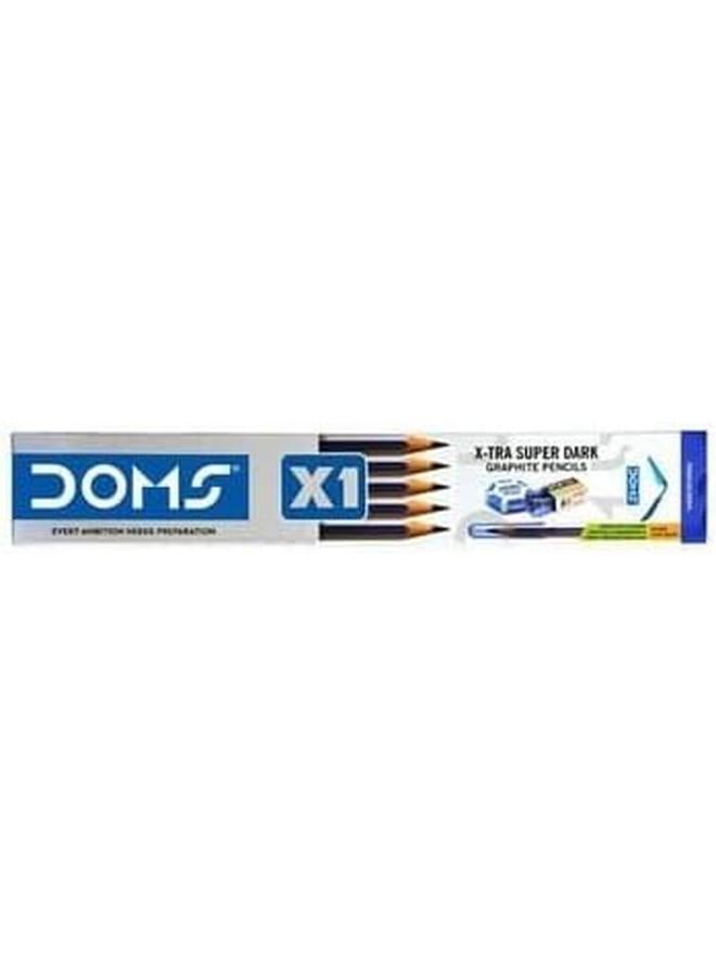 DOMS X1 Rt X1 Tra Super Dark Graphite Pencils With Crystal Sharpner 12 Pieces Set - Image 2
