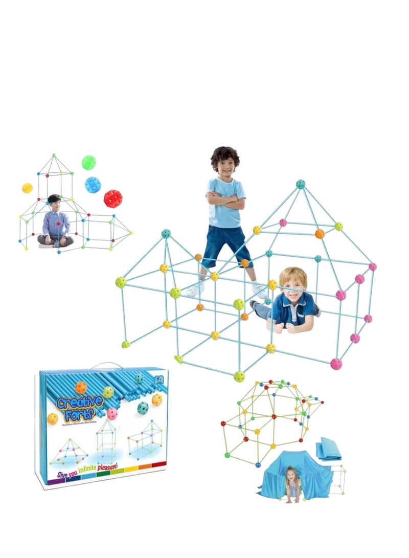 Rally 88 pcs Building Pipe Set Early Educational Toys DIY Construction Builder Play Tent Tunnels Castles for Kids Indoor Outdoor Activities Plastic Building Fort for Children - Image 1