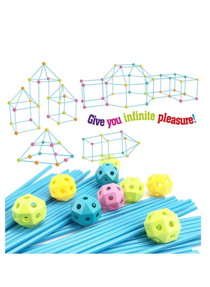 Rally 88 pcs Building Pipe Set Early Educational Toys DIY Construction Builder Play Tent Tunnels Castles for Kids Indoor Outdoor Activities Plastic Building Fort for Children - Image 2