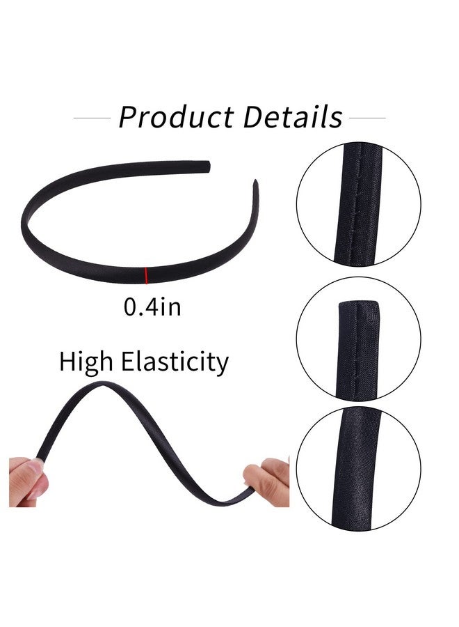Candygirl Girls' DIY Satin Covered Headbands 1cm Width 36cm Circle Size (20pcs black) - Image 2
