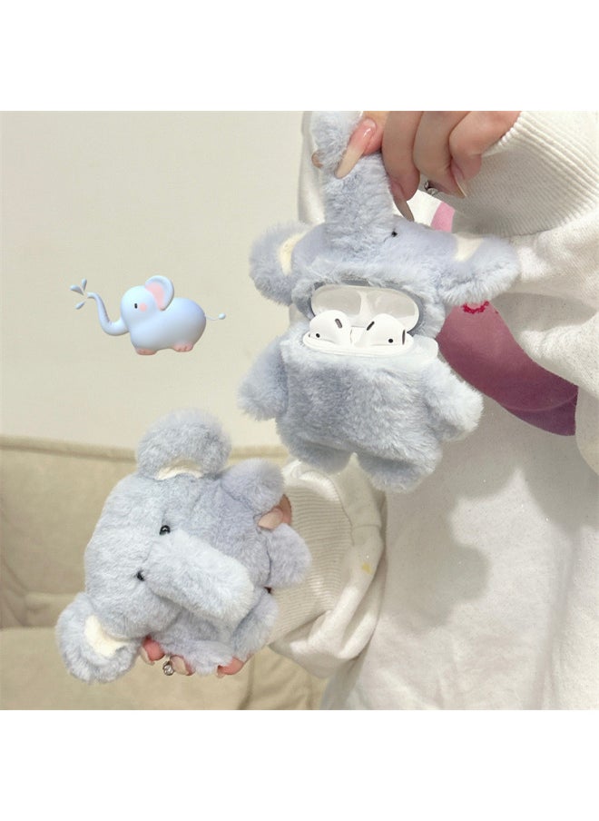 Generic - Autumn And Winter Plush For AirPods Pro2 Protective Case 1/2 Generation Flannel For AppleWireless Earphone Case 3 Generation Elephant-Color:Plush Elephant Headphone Cover-Model:AirPods Pro/Pro2 - Image 1