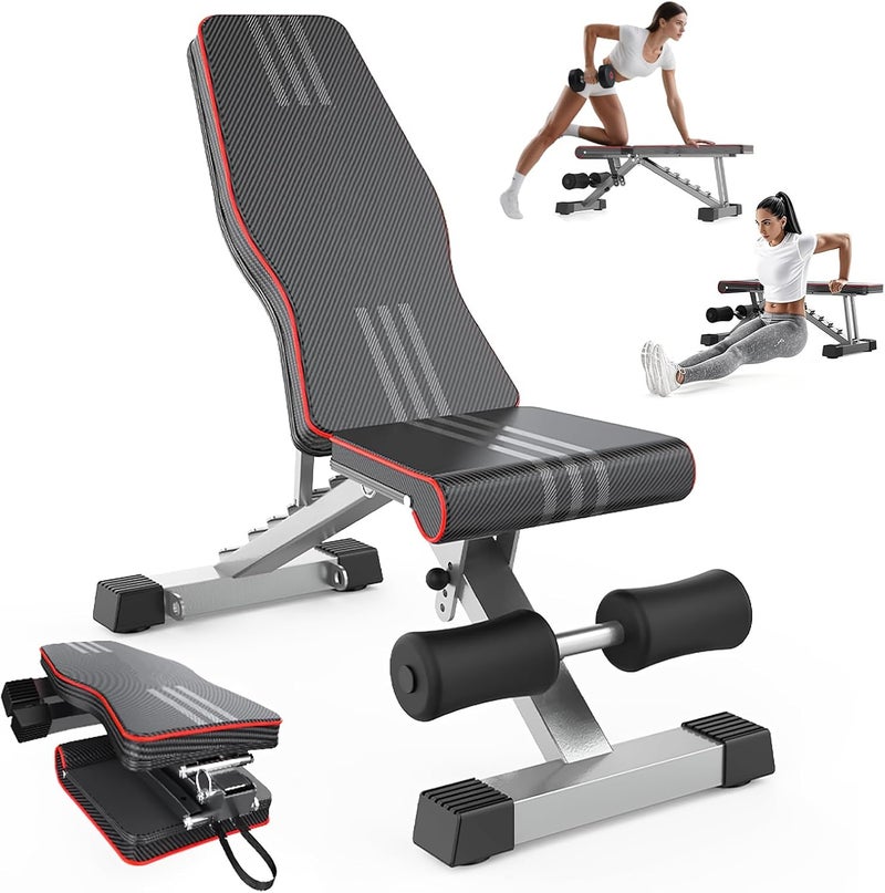 Rovyfota Adjustable Weight Bench for Full Body Workout; Foldable Bench Press Bench of Home Gym Strength Training; Incline Decline Flat Utility Workout with Quick Folding& Fast Adjustment - Image 1