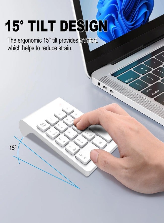 TRELC Wireless Numeric Keypad, Mini 2.4G 18 Keys Number Pad, Portable Silent Financial Accounting Numeric Keypad Keyboard Extensions with Wireless Mouse for Laptop, PC, Desktop, Notebook (White) - Image 3