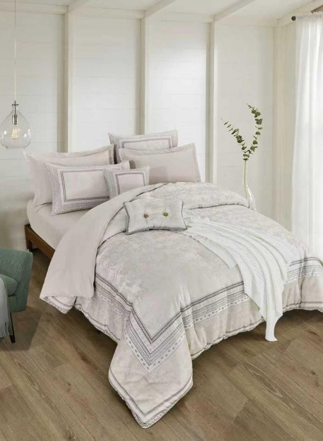 INREST Florence Single Comforter Set 170 × 230 cm – Luxury 5 Pieces Jacquard Embroidered Bedding Set - Image 1