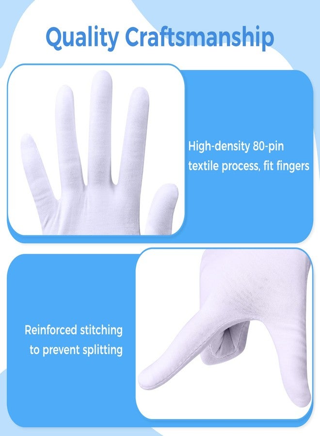 HMNYSOL 3 Pairs Cotton Gloves for Dry Hands Sleeping, Moisturizing Gloves for Men and Women, Stretchable White Cotton Gloves Eczema for Service Driving Coin Jewelry Handling - Image 3