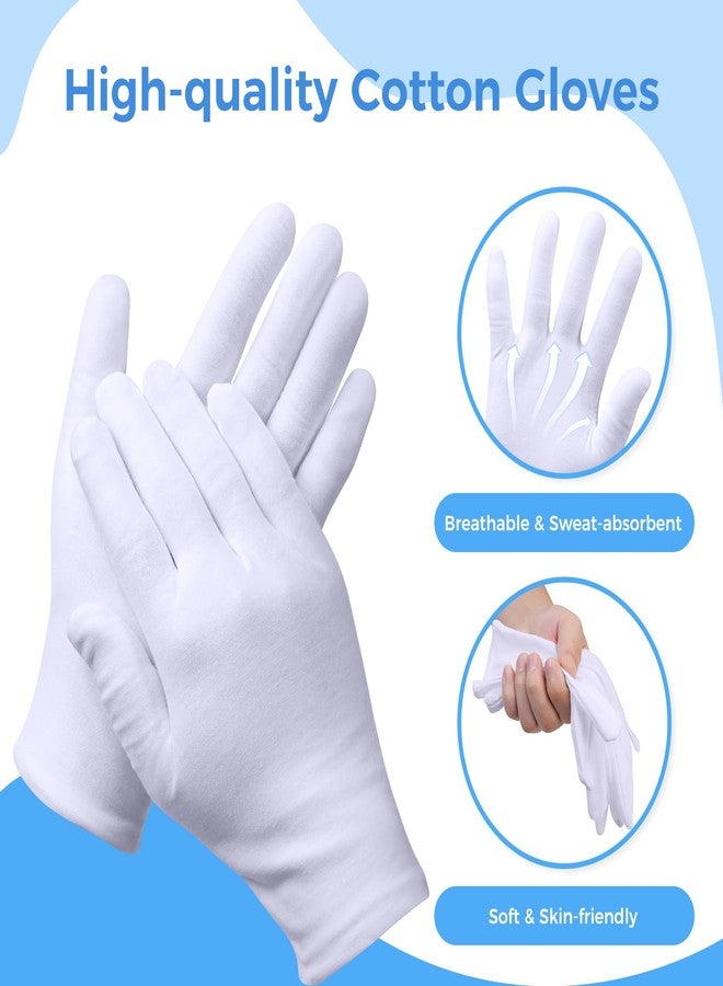 HMNYSOL 3 Pairs Cotton Gloves for Dry Hands Sleeping, Moisturizing Gloves for Men and Women, Stretchable White Cotton Gloves Eczema for Service Driving Coin Jewelry Handling - Image 4