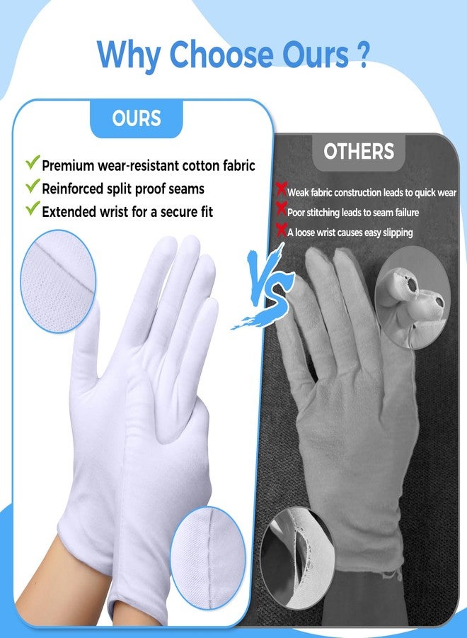 HMNYSOL 3 Pairs Cotton Gloves for Dry Hands Sleeping, Moisturizing Gloves for Men and Women, Stretchable White Cotton Gloves Eczema for Service Driving Coin Jewelry Handling - Image 5