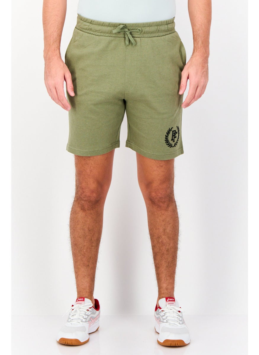 Paul Frank Men Graphic Print Basic Shorts, Light Olive  - Image 1