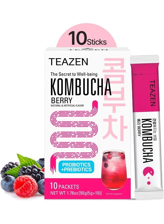 Teazen Kombucha Berry Probiotics - 10 Sticks - Image 1