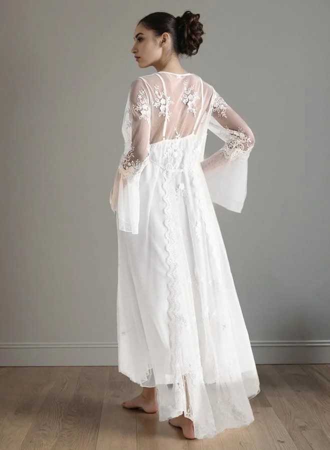 Splash FAV Lace Trim Bridal Night Gown With Robe