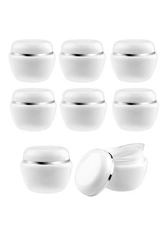 Y&D Cosmetic Sample Jars, Refillable 50ml/50g White Plastic Travel Pot Containers with Silver Dome Lids and Inner Liners for Makeup Creams Beauty Nails Jewelry 8Pcs  - Image 1