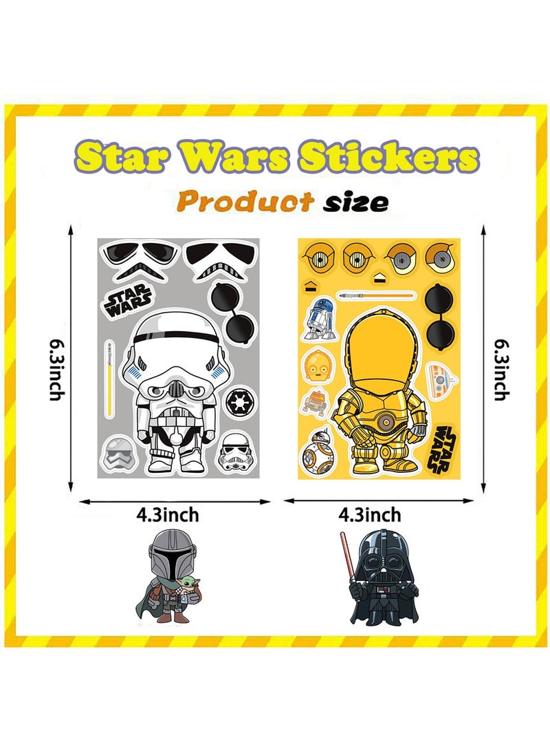 8-Pack Galaxy Warrior Stickers for Kids - DIY Space Adventure Face Puzzle Stickers with Laser Sword & Alien Designs, Waterproof Craft Decals for Laptops/Toys - Image 2