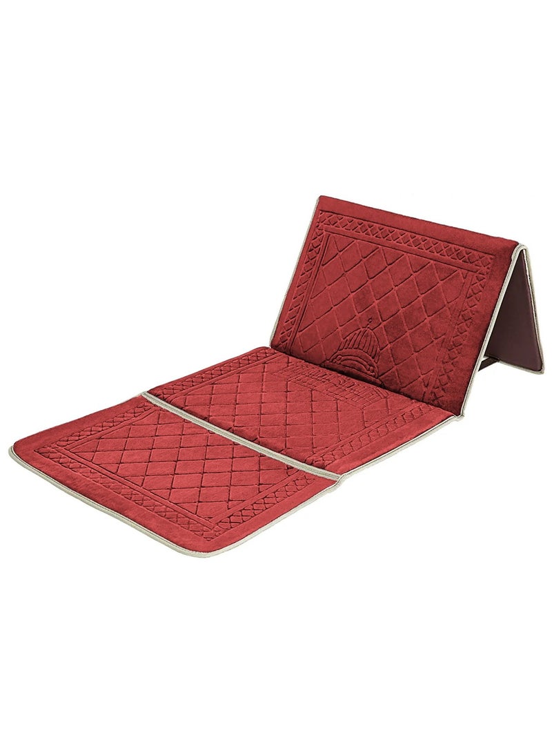 Foldable Islamic Praying Mat with Back Rest Prayer Rug with Carrying Bag Portable Cushioned Prayer Rug for Salah Size 110 X 53 Cm - Image 1