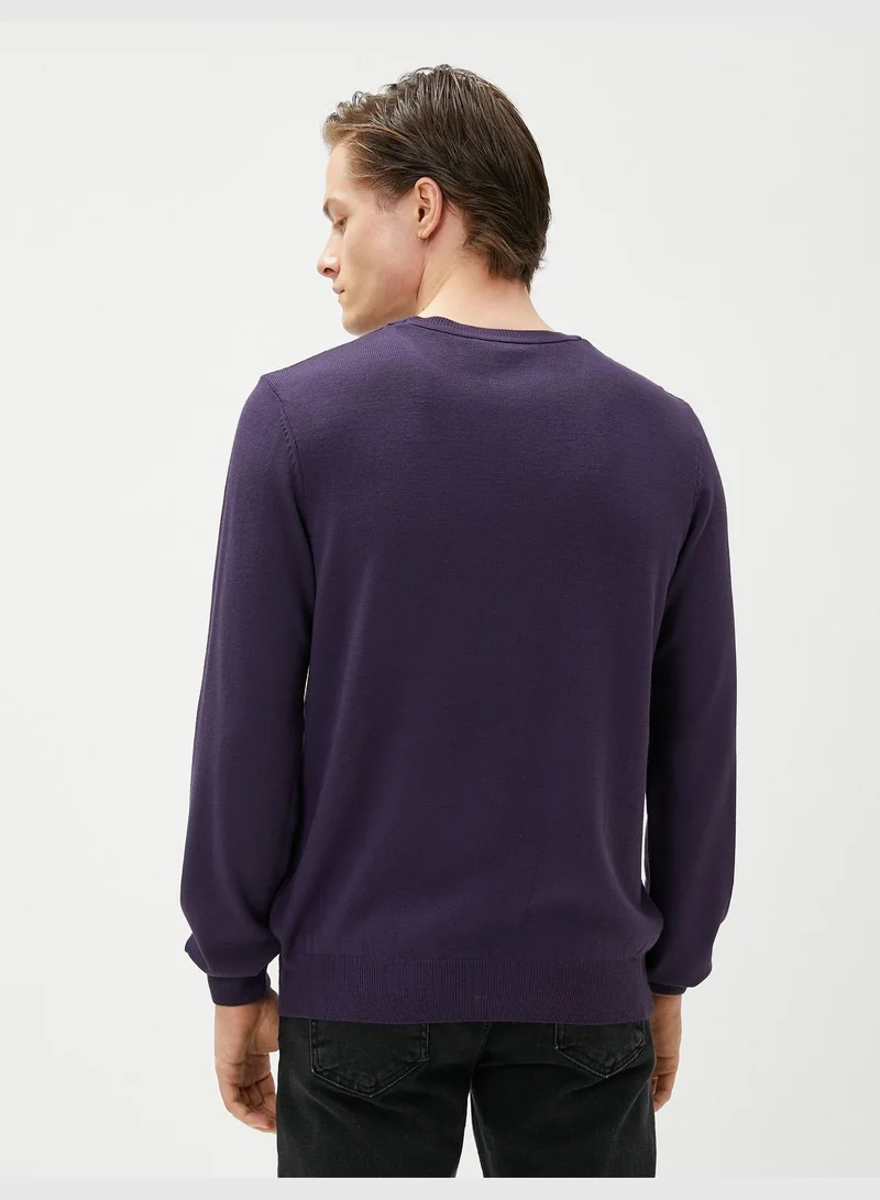 KOTON Basic Knitwear Sweater Crew Neck Slim Fit Long Sleeve
