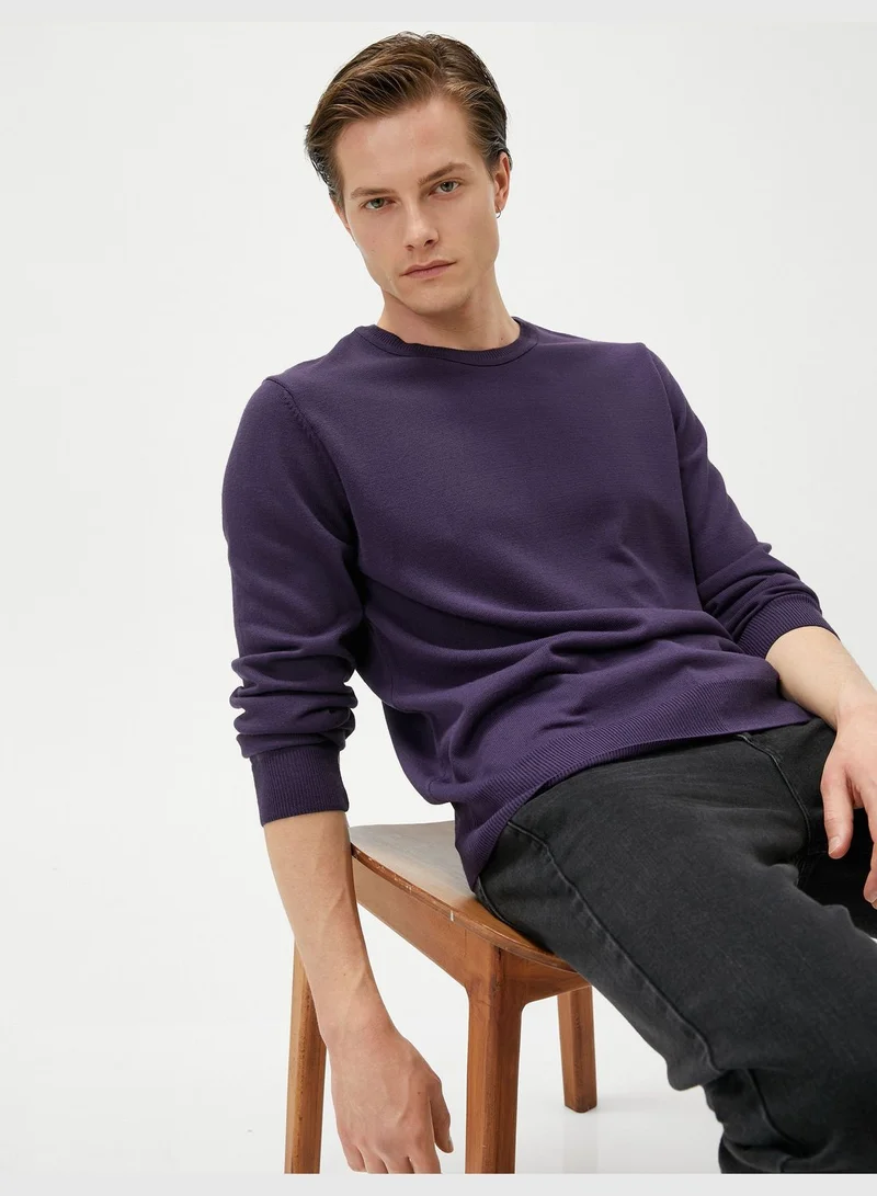 KOTON Basic Knitwear Sweater Crew Neck Slim Fit Long Sleeve