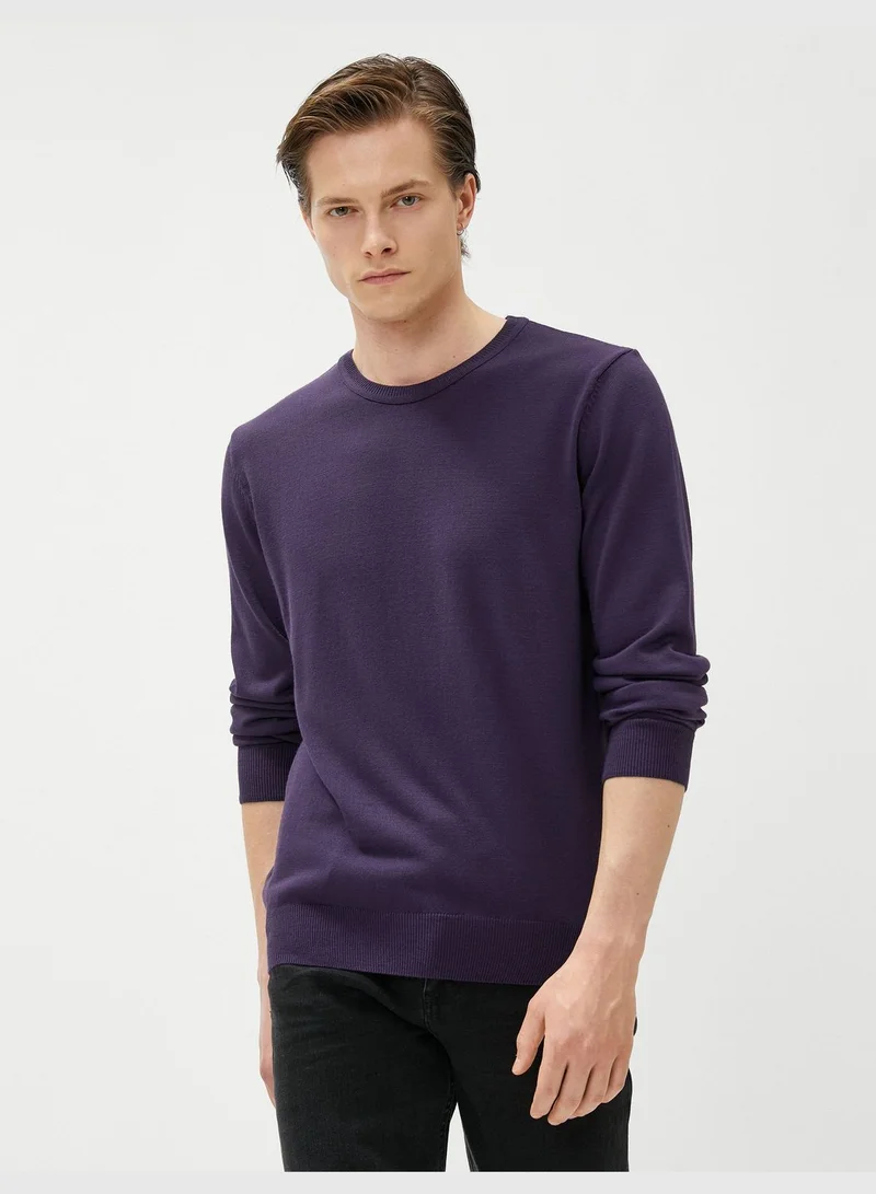 KOTON Basic Knitwear Sweater Crew Neck Slim Fit Long Sleeve