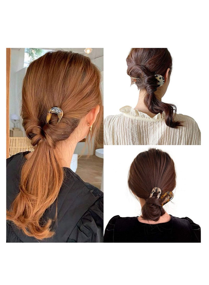 Excefore French Hair Forks Tortoise Shell U Shape Updo Hair Pins Clips for Thin Thick Hair, 4.3 inch Classic Cellulose Acetate 2 Prong Bun Hair Sticks Chignon Women Vintage Hairstyle Accessories, 3 Pack - Image 4